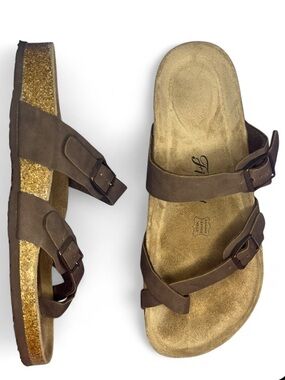 Women’s FITORY Soft Slide Sandals Cork Footbed Comfort Arch Support Flat Sandals